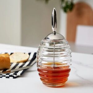 Alessi Honey pot glass Jar with stainless steel Dipper EUC